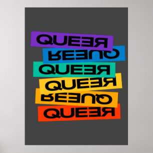 Queer- pride gay with rainbow colour    poster
