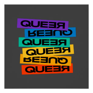 Queer- pride gay with rainbow colour     poster