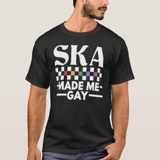 Queer Ska Music made me gay 2 tone Checkboard Rain T-Shirt (Front)