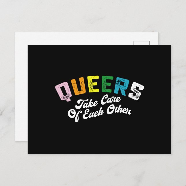 Queers Take Cares Of Each Others LGBT Pride Gay  Postcard (Front/Back)
