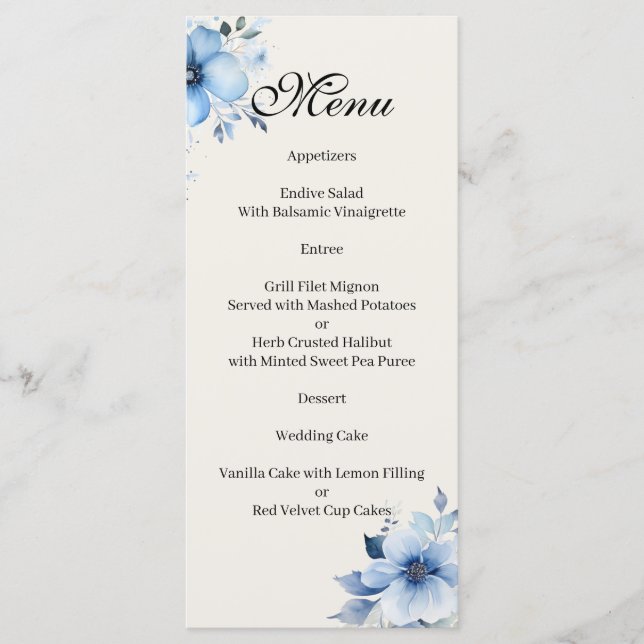Quenceanera blue Menu (Front)
