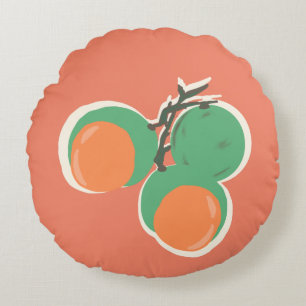 Quenepas Spanish Limes Fruit Hand Drawn Round Cushion