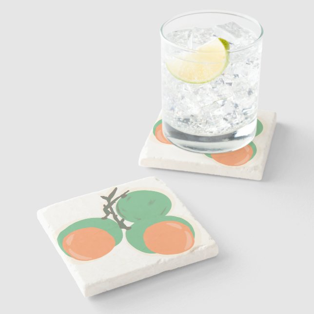 Quenepas Spanish Limes Fruit Hand Drawn    Stone Coaster (Side)