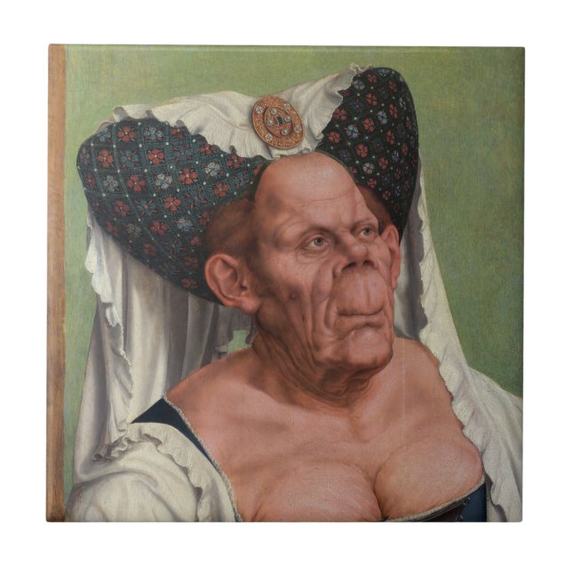 Quentin Matsys - A Grotesque Old Woman Ceramic Tile (Front)