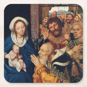 Quentin Matsys - The Adoration of the Magi Square Paper Coaster