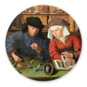 Quentin Matsys - The Moneylender and His Wife Ceramic Knob