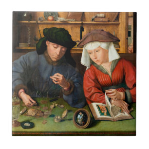 Quentin Matsys - The Moneylender and His Wife Ceramic Tile