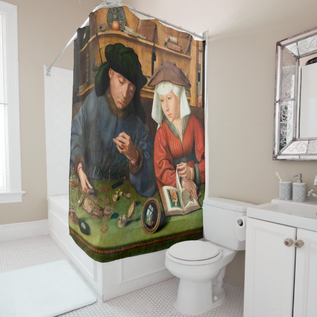 Quentin Matsys - The Moneylender and His Wife Shower Curtain (In Situ)