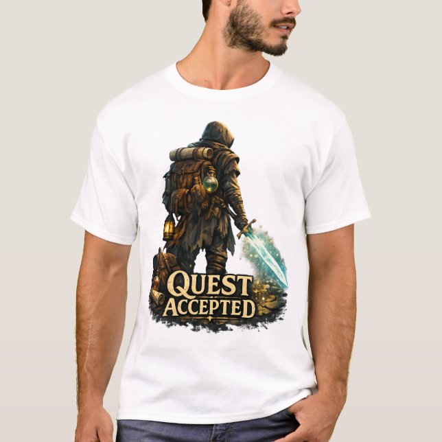 Quest Accepted Fantasy Adventurer T-Shirt (Front)