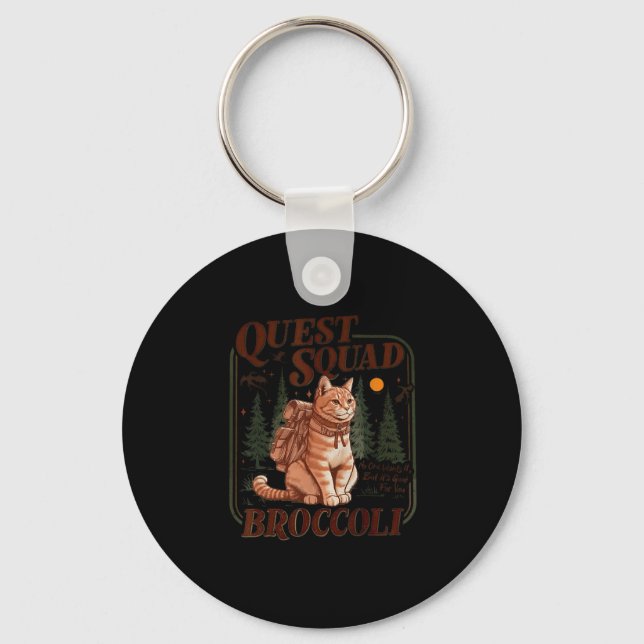 Quest Fantasy Squad Broccoli Funny Cat  Key Ring (Front)