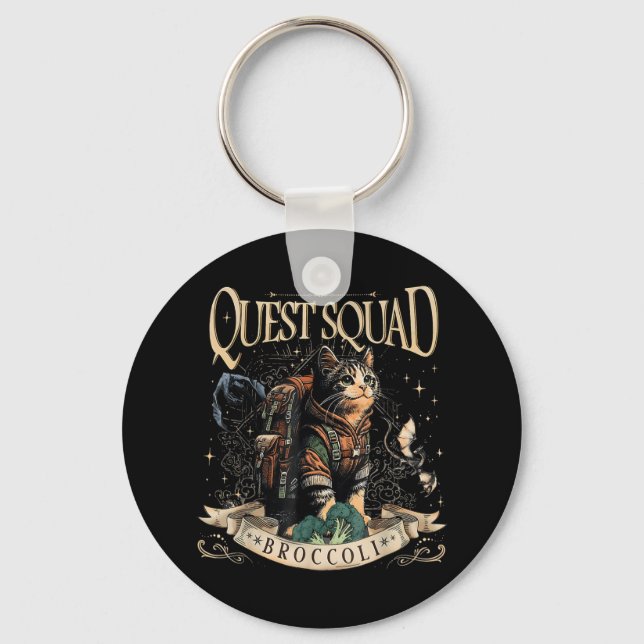 Quest Fantasy Squad Broccoli Kitten Funny Cat  Key Ring (Front)