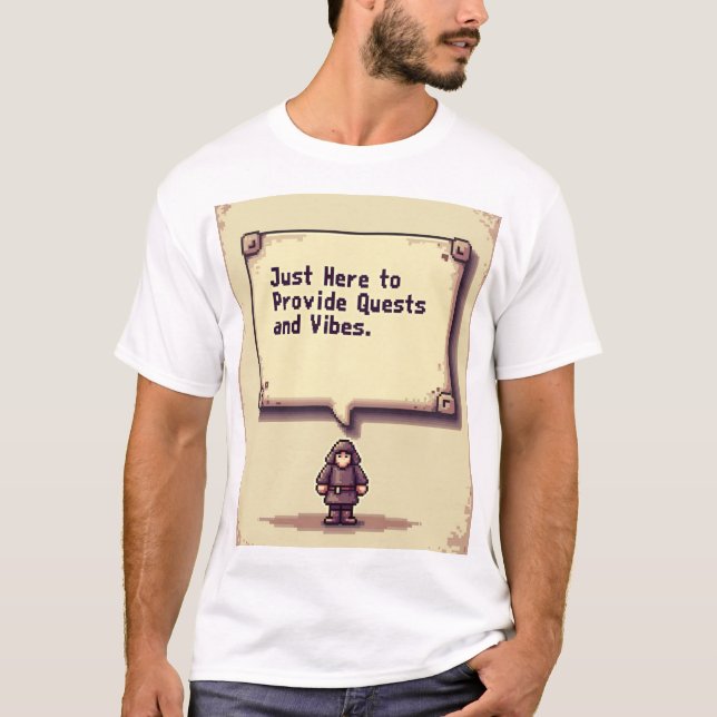 Quest Giver Tee – Pixel Style Vibes Only (Front)