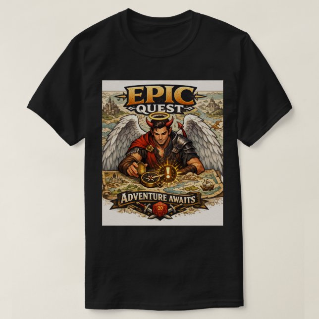 Quest Master: The Devil Angel’s Epic Map Journey T-Shirt (Design Front)