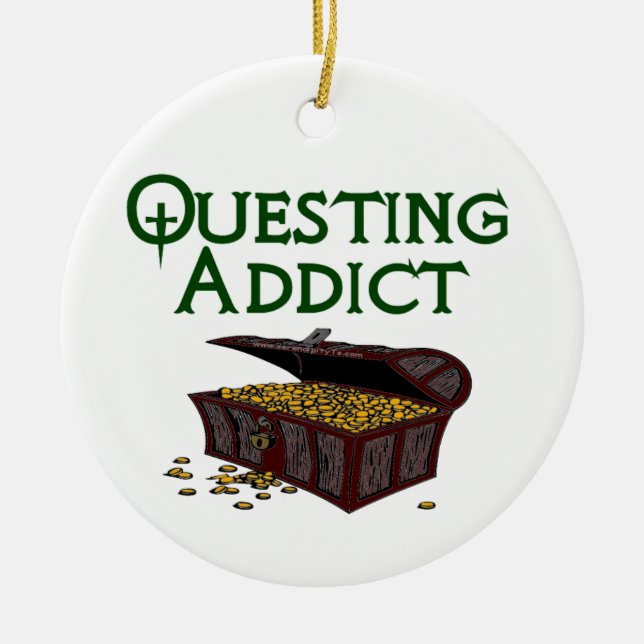 Questing Addict Ceramic Tree Decoration (Front)
