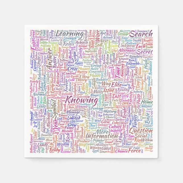 Question Apprendre Nuage MotssTexte Motif Message Napkin (Front)