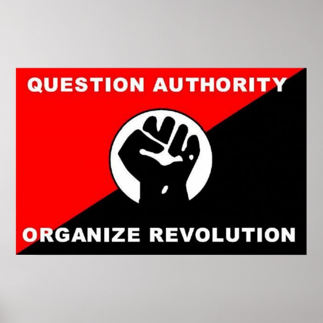 Question Authority Organise Revolution poster (Front)