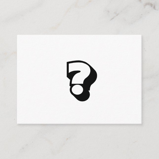 question, date invitation, bold modern black white advice card (Front)