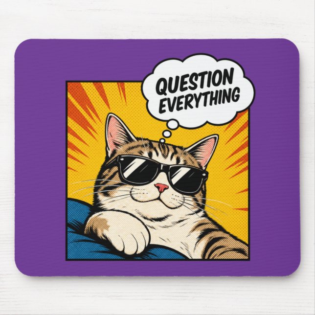 Question Everything - Conspiracy Cat Mouse Pad (Front)
