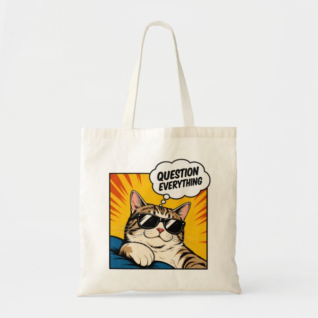 Question Everything - Conspiracy Cat Tote Bag (Front)