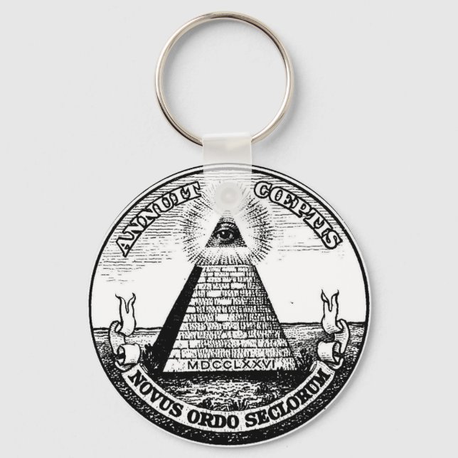 Question Illuminati New World Order Key Ring (Front)