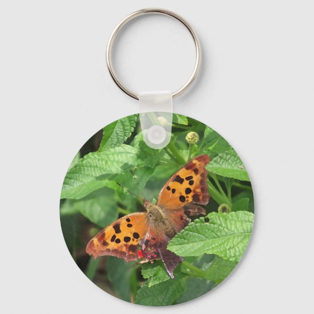 Question Mark Butterfly on Lantana Key Ring (Front)