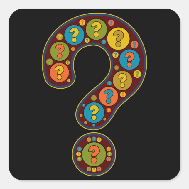 Question Mark Dark Red Artful Image Punctuation Square Sticker (Front)