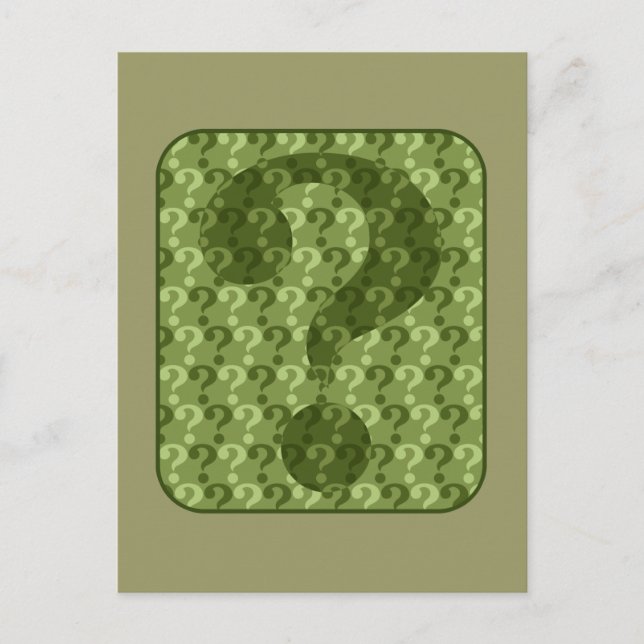 Question Mark Design in Green Postcard (Front)