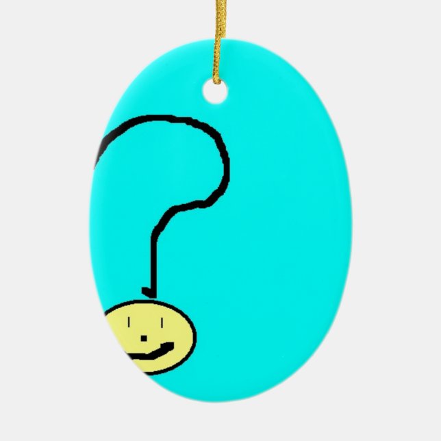 question mark emoji, digital art by kids :) ceramic ornament (Front)