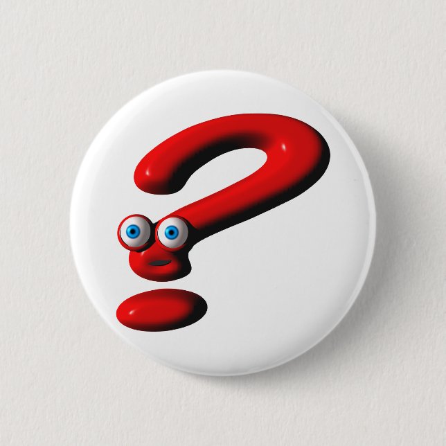 Question Mark Face 6 Cm Round Badge (Front)