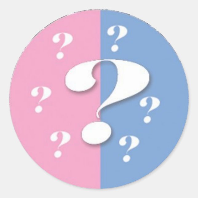Question mark Gender Reveal Sticker Round (Front)