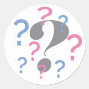 Question mark Gender Reveal Sticker Round