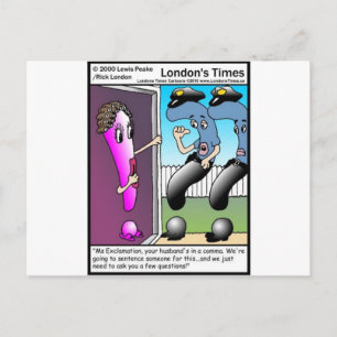 Question Police Funny Cartoon Gifts & Tees Postcard