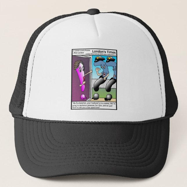 Question Police Funny Cartoon Gifts & Tees Trucker Hat (Front)