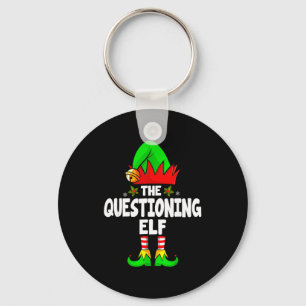 Questioning Elf Group Christmas Funny Pajama Party Key Ring