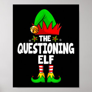 Questioning Elf Group Christmas Funny Pajama Party Poster