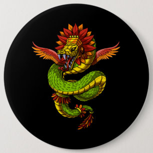 Quetzalcoatl Aztec God 6 Cm Round Badge