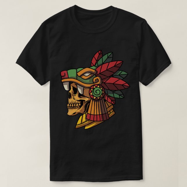 Quetzalcoatl Aztec Skull Mayan Ancient Inca Toltec T-Shirt (Design Front)