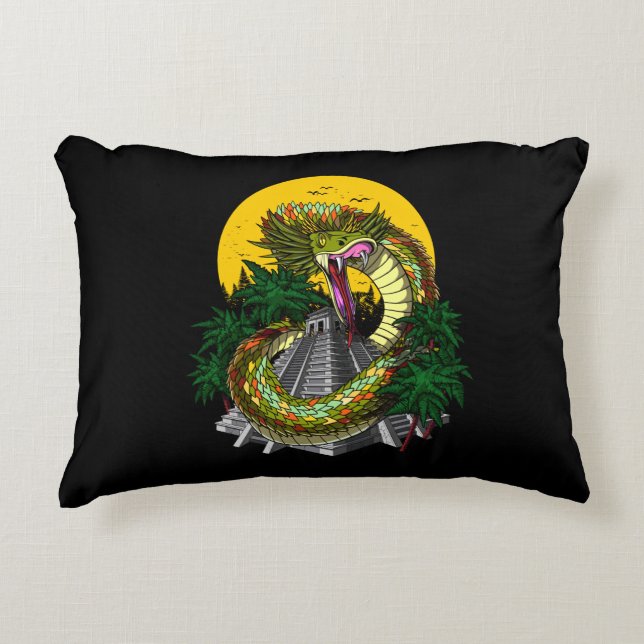 Quetzalcoatl Aztec Snake God Decorative Cushion (Front)