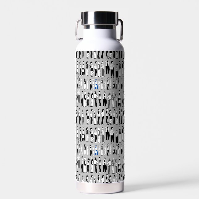 Queue, more queue LGrey BG Water Bottle (Front)