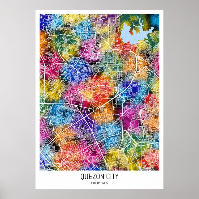 Quezon City Philippines Map Poster (Front)