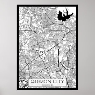 Quezon City Philippines Map Poster