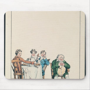 Qui dort dine', caricature of a man sleeping mouse pad