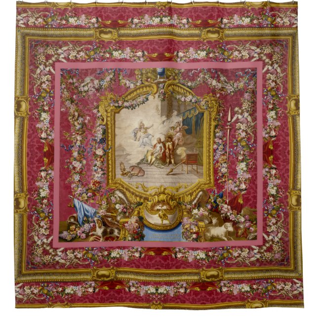 Quichotte Girly Baroque Old World Shower Curtain (Front)