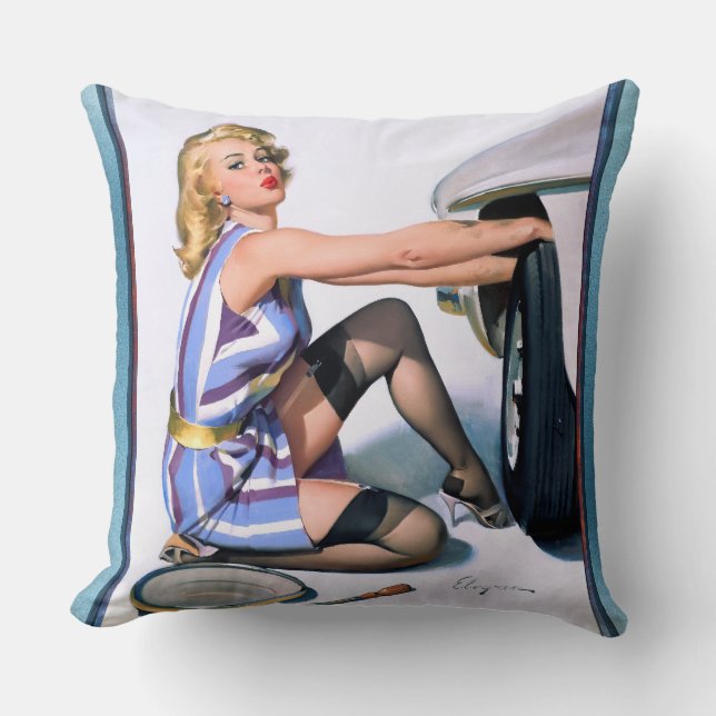 Quick Change by Gil Elvgren Cushion (Front)