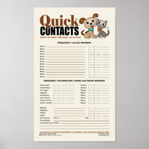 Quick Contacts [Emergency & Frequent numbers] Poster