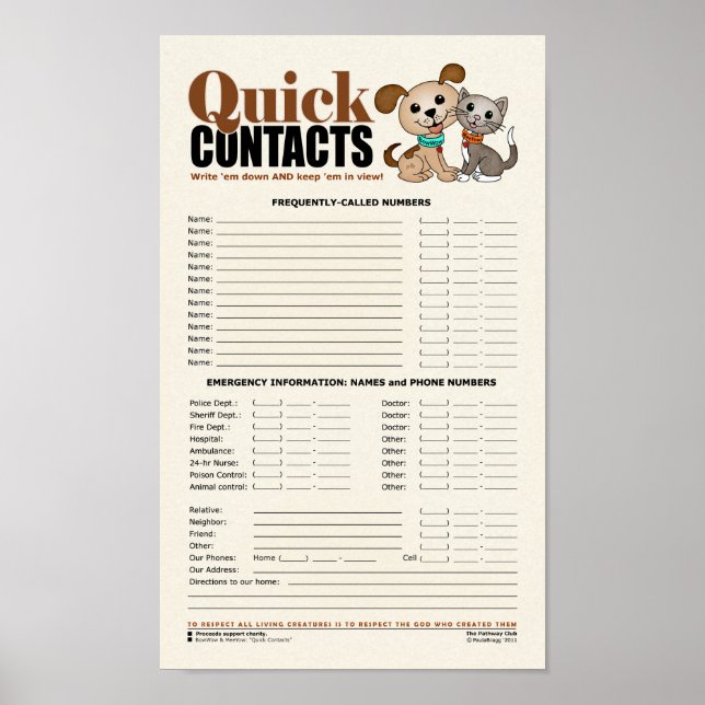 Quick Contacts [Emergency & Frequent numbers] Poster (Front)