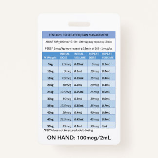 QUICK DOSING RE: FENTANYL FOR RSI SEDATION & PAIN  ID BADGE