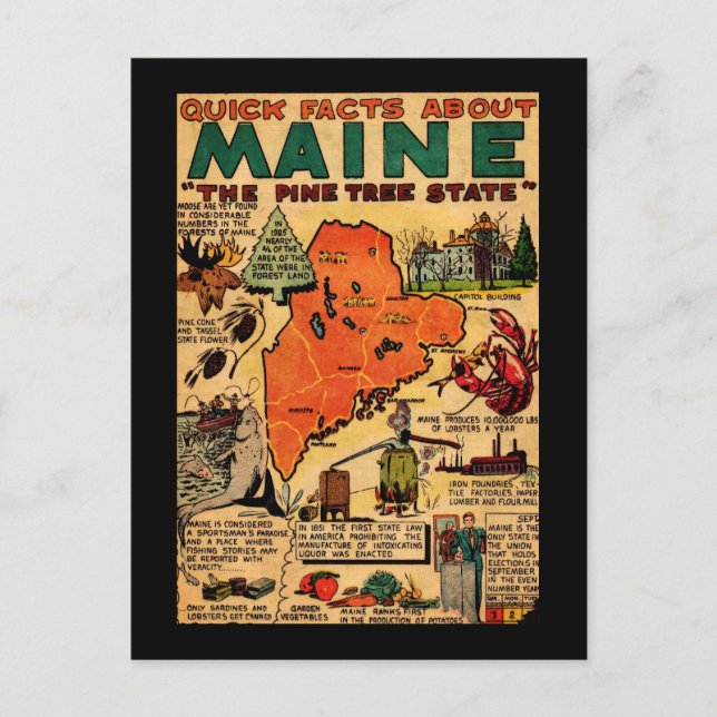 Quick Facts About Maine Postcard (Front)