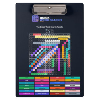 Quick Word Search — Night Mode Notebook Clipboard