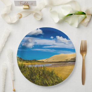 Quicksand stream near 90-Mile Beach, New Zealand Paper Plate